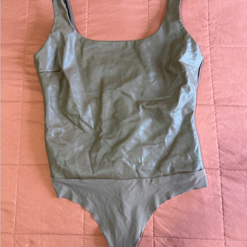 Skims faux leather body suit- brown - XL